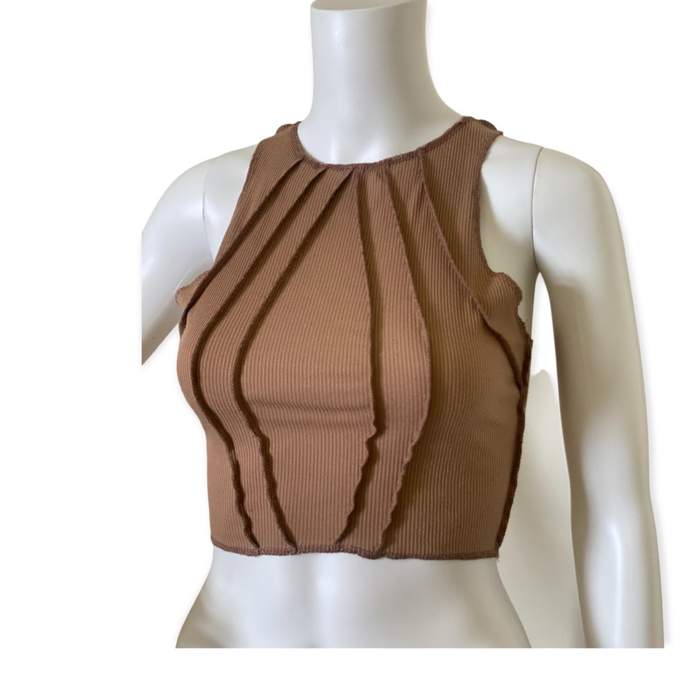 Nude Mixed Threads Tank Crop Top - Picture 4 of 4